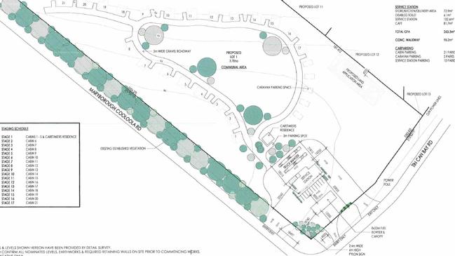 The tourist park will sit behind the service station on Tin Can Bay Road.