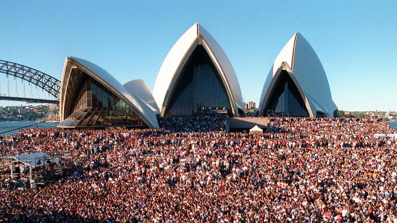 The huge crowd outside Sydney Opera House for band Crowded House's final farewell concert is just one of 50 images that help tell the special story of the first 50 years of arguably Australia’s foremost architectural masterpiece.