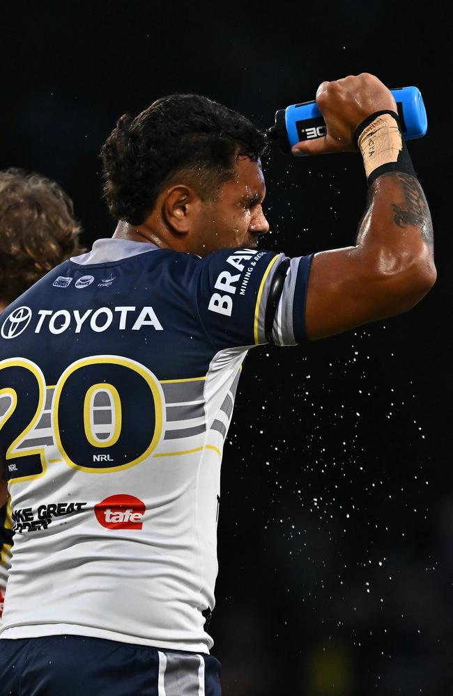 Brenton Baira lined up for the Cowboys in their 2025 pre-season challenge game against Dolphins. (Photo by Emily Barker/Getty Images)