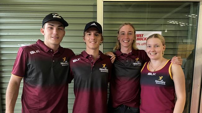 HOCKEY TALENT: Ryley Kroning, Bryce Robinson, Diarmid and silver medallist Anniston Chappell played at the recent 2020 U18 Men and Women Indoor Hockey Championships in New South Wales. Picture Contributed