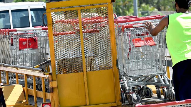 Stray Trolleys are causing havoc in the Suburbs of Darwin, Trolley collector on Trower Road.