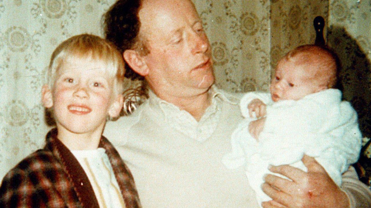 Martin Bryant as a child with father Maurice and baby sister, Lindy.