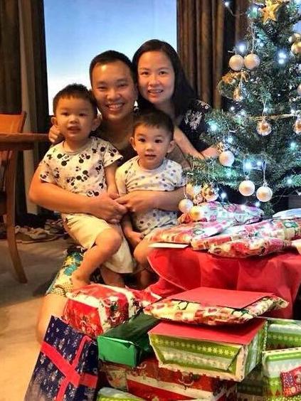 Angie Suryadi, 41, husband Arnold Aditiasvara, 41 and their children Oliver, aged 4, Johnathon, aged 5.