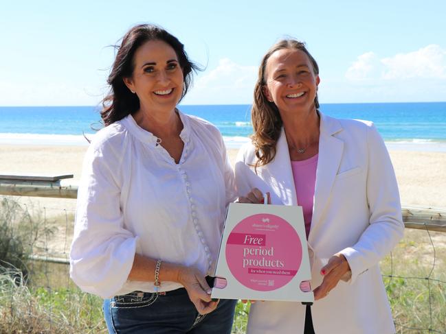 Share the Dignity founder and managing director, Rochelle Courtenay (L) and former Olympic swimmer and medalist Brooke Hanson (R)