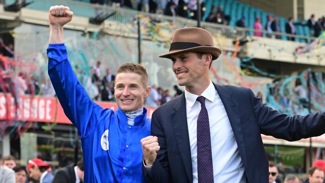 Cox Plate winning jockey James McDonald and trainer James Cummings look set for success at Kensington on Wednesday. Picture: Getty Images