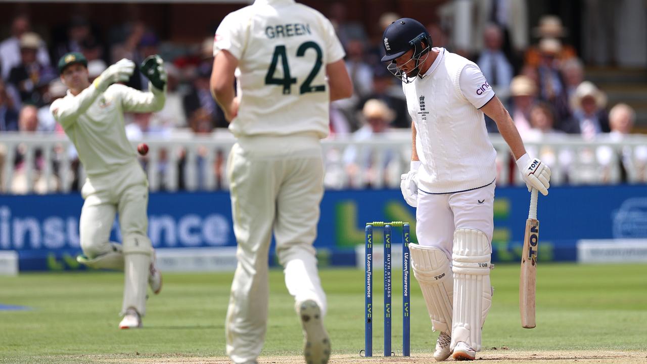Proof Carey had thrown it before Bairstow stepped out. Photo by Ryan Pierse/Getty Images