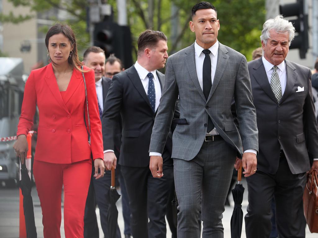 Folau arrived with wife Maria by his side.