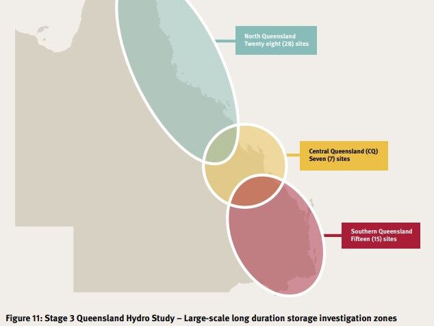 There were more than 40 alternative large-scale pumped hydro sites considered before the government selected Pioneer-Burdekin and Borumba. Picture: Queensland Hydro Study