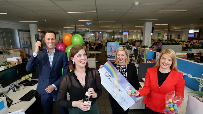 Dream Deliverers (The Lotto Public Relations Team) Matt Hart, Tess Cameron, Bronnie Spencer and Elissa Lewis. Picture: AAP Image/Mark Calleja