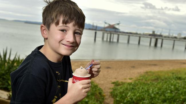 There's never bad weather for ice cream, with nine year old Nathan Harris enjoying one on The Strand ahead of dropping temperatures over the weekend. Residents had been warned the mercury would drop. PICTURE: MATT TAYLOR.