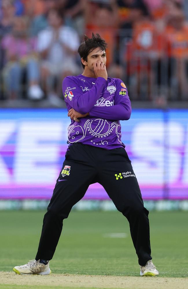 Paddy Dooley of the Hurricanes looks on during the Men's Big Bash League.