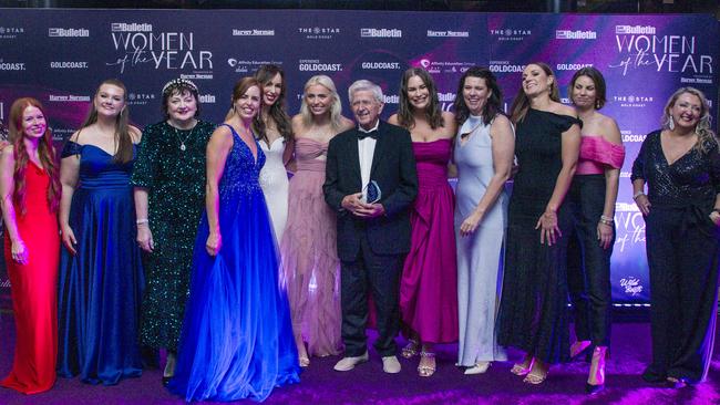 The Gold Coast Bulletin Women of the Year by Harvey Norman award winners from left, Regan Merka (Entrepreneurs), Annie Rogers (Young Women), Pam Sturgess (Angels Among Us), Renee Soutar (Stars of Tourism), Ingrid Bonnor (Homebodii), Alexa Leary (Champion of Sport, and overall), James Frizelle (Champion of Women), Christie Perrin (People’s Choice), Renae Colbert (Wellness Warrior), Claire Madden (Environmental Warrior), Chloe Popa (Champion of the Arts) and Champion of Education (Janet Dalby). Absent: Professionals winner Kathleen Simpson. Picture: Glenn Campbell