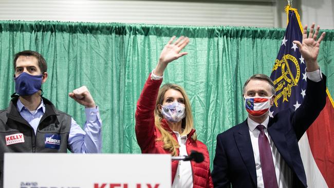 US senators David Purdue and Kelly Loeffler are facing Democratic US Senate candidates Jon Ossoff and Raphael Warnock in a January 5th run-off race. Picture: Getty Images