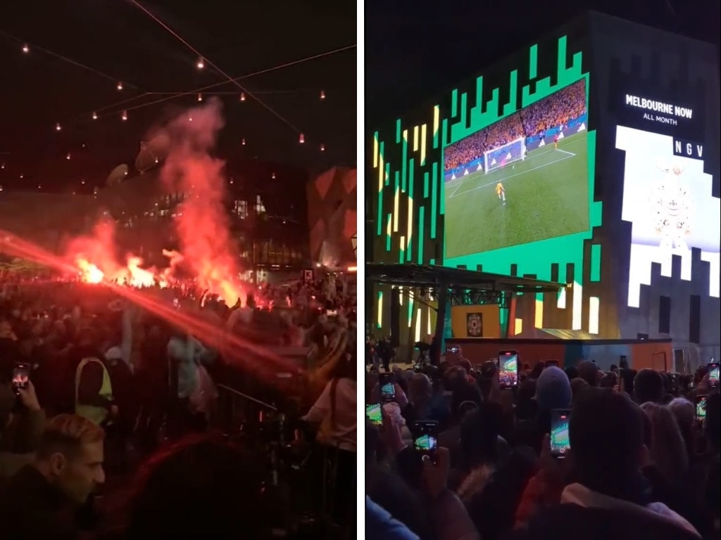 Fans at Federation Square reacted like they always do. Picture: Twitter