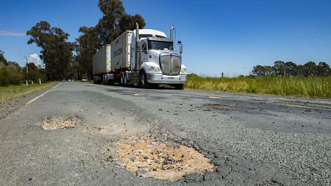 NEWS: BAD ROADSTaylor Hall, Valley Pack, primary produce cartage business owner.PICTURED: Taylor Hall on bad roads.PICTURE: ZOE PHILLIPS