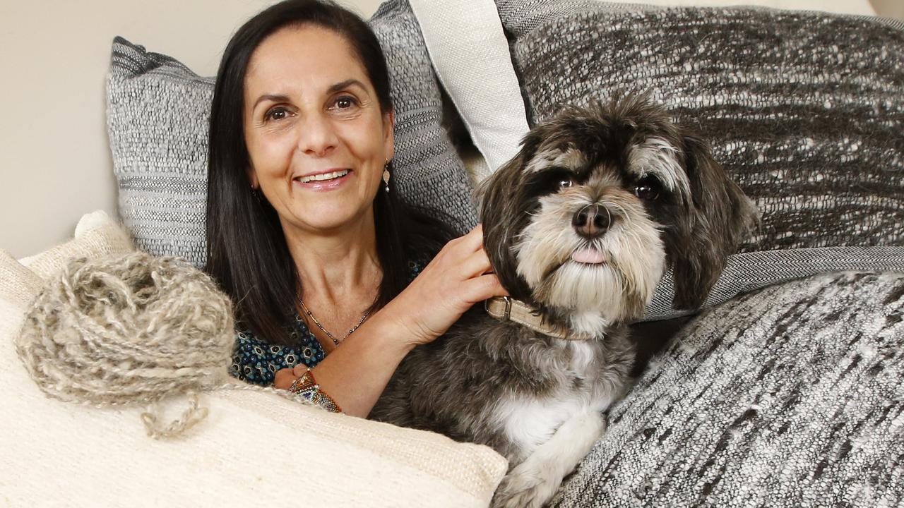 Dalia Holsman of Fur Baby Cushions, pictured with Winston. makes cushions out of pet fur. Picture: David Caird