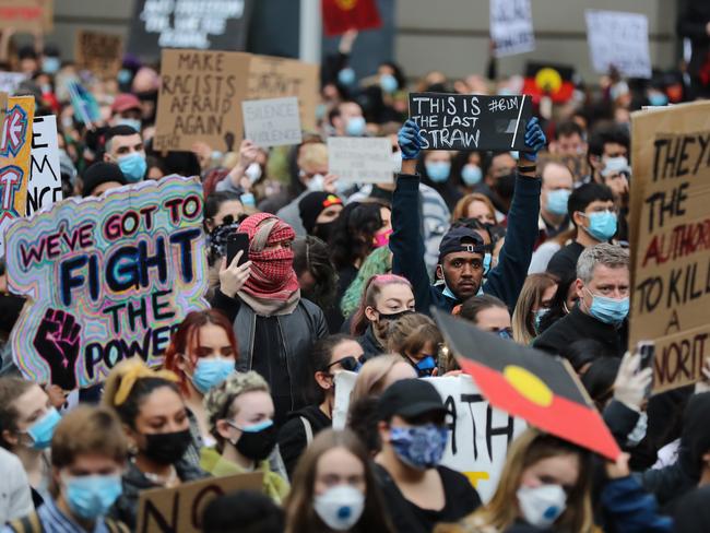 A Black Lives Matter protest in Melbourne. Picture: Alex Coppel