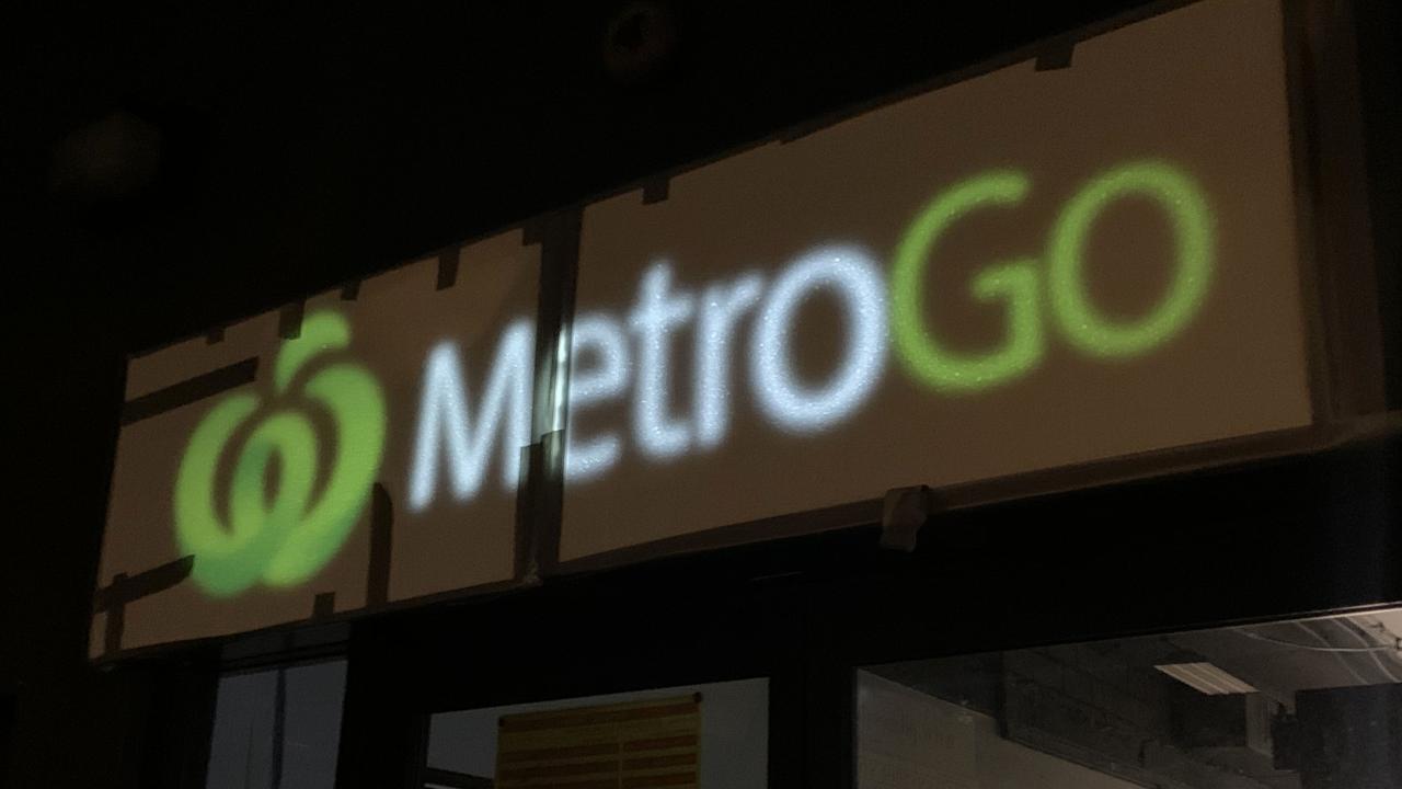 Branding on Woolworths’ new concept MetroGo store in Strawberry Hills, Sydney. Picture: Benedict Brook