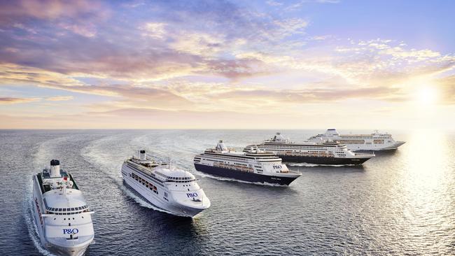 Move a bit to the right guys and smile — P & O Cruises' ships all in a row.