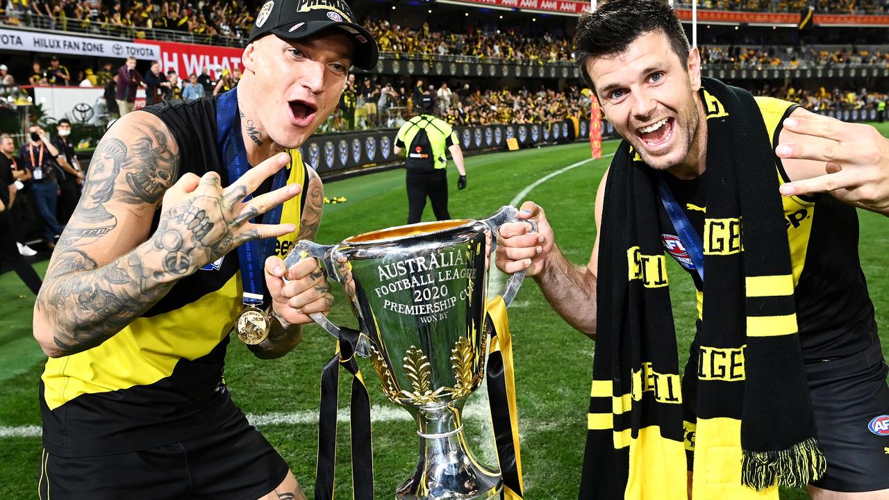 Dustin Martin could leave Richmond, according to ex-captain Trent Cotchin. Picture: Quinn Rooney/Getty Images