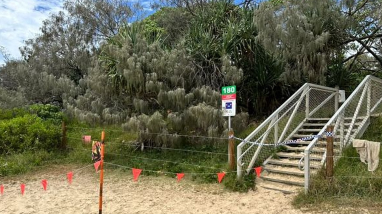 Queensland Police has confirmed a deceased man was found inside a tent at Mooloolaba Beach on Thursday, January 12. Picture: Matt David/@shorebreakblue