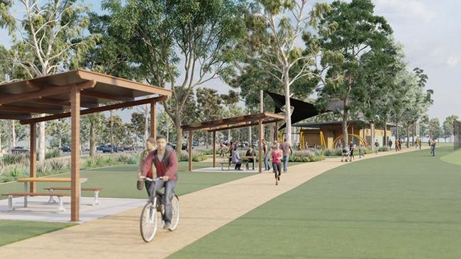 A sketch of the picnic tables and cycling paths in the reserve