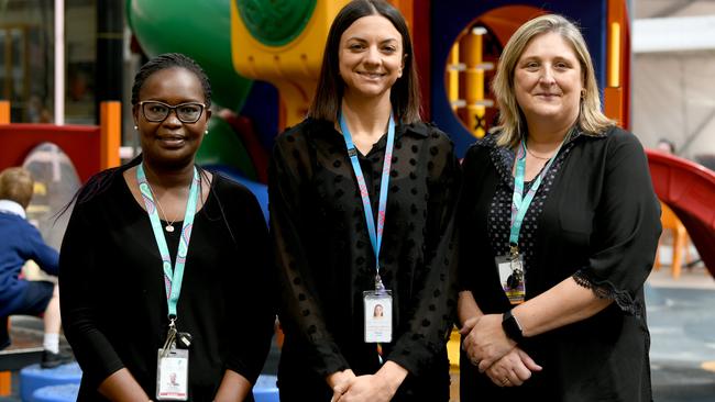 Newly appointed mental health nurses Deborah Keter, Natalie Scutella and Tracey Dryden-Mead. Picture: NCA NewsWire / Naomi Jellicoe