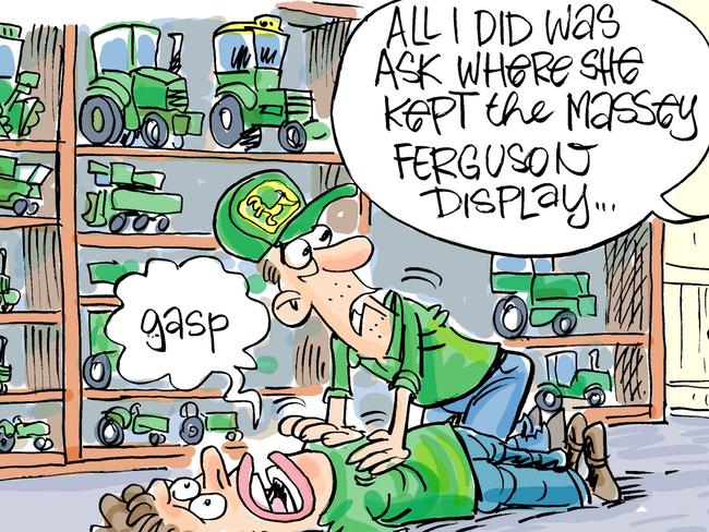 Cartoonist Harry Bruce's take on the John Deere museum at Calen. Today's  cartoon has been brought to you by Dawson MP George Christensen. George is a proud supporter of free speech and the ability of our cartoonists to take the mickey out of the political class. Picture: Harry Bruce