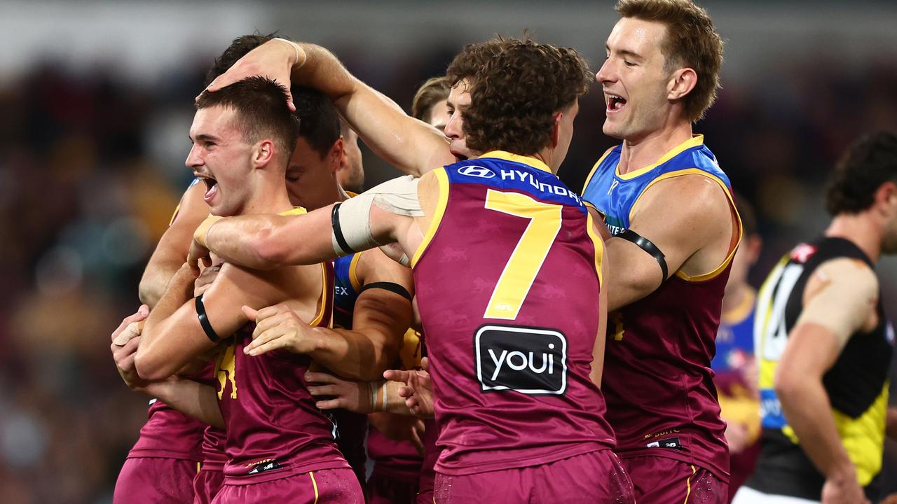 Darcy Wilmot celebrates a goal in the big win. Picture: Chris Hyde/AFL Photos