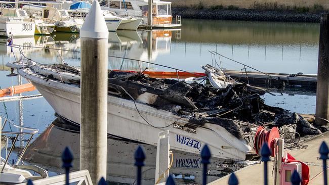 The fire destroyed several boats. Picture: Jerad Williams