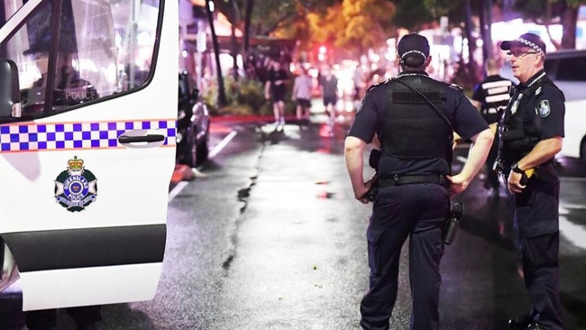 Sunshine Coast police on patrol at the Ocean Street safe night precinct in Maroochydore. Picture: Patrick Woods