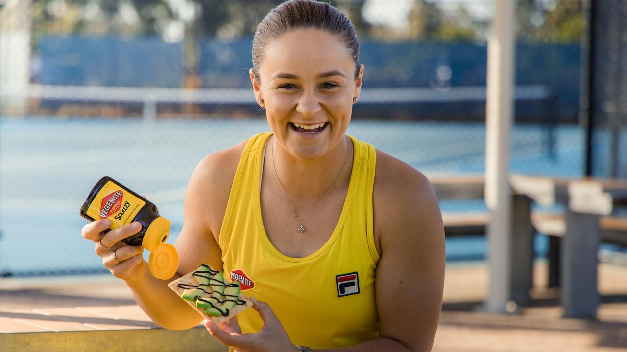 The company secured tennis great Ash Barty for the release of its new Vegemite Squeeze product. Picture: Supplied