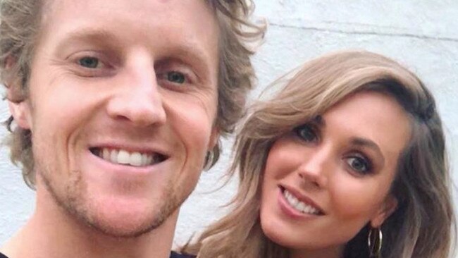 Adelaide footballer Rory Sloane with his wife Belinda.