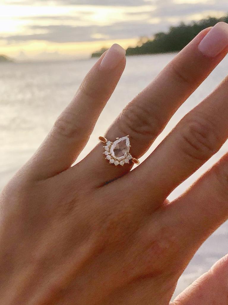 Laura has shown off her sparkling engagement ring.