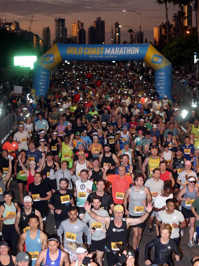 Gold Coast Marathon 2023 Start of the Half Marathon. 1 July 2023 Southport Picture by Richard Gosling