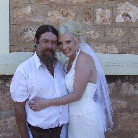 Dave ‘Dirty Dave’ Harcus and his niece, Monika Addicott at her wedding. Picture: Supplied