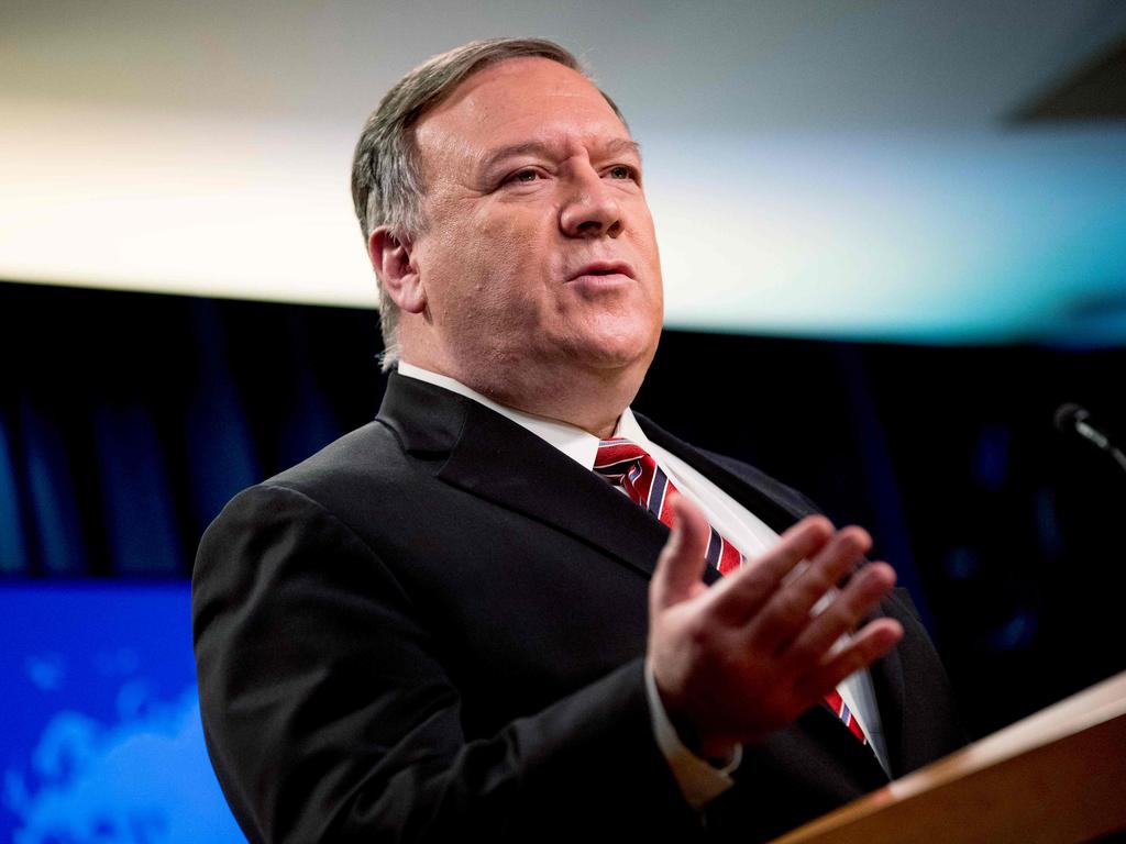 US Secretary of State Mike Pompeo said intelligence showed Wuhan scientists fell ill in 2019 – earlier than previously believed – with symptoms consistent with COVID. Picture: AFP