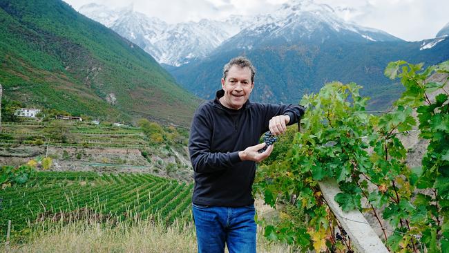 Sleep-deprived and short of breath at thousands of metres above sea level, Penfolds chief winemaker Peter Gago at a Penfolds vineyard in Yunnan province, China.