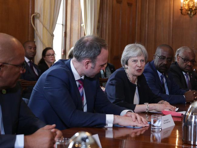 Britain's Prime Minister Theresa May hosts a meeting with leaders and representatives of Caribbean countries as the Government faces severe criticism over the treatment of the "Windrush" generation of British residents. Picture: Daniel Leal-Olivas.