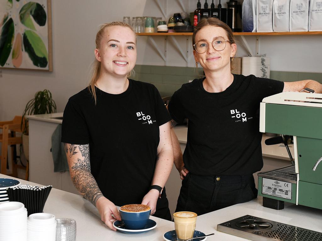 Ellie Hall and Bec Maisey at Bloom Esspresso. Picture: Shae Beplate.