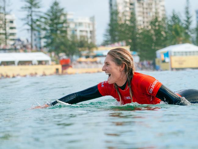 GOLD COAST, QUEENSLAND, AUSTRALIA - APRIL 27: Eight-time WSL Champion Stephanie Gilmore of Australia surfs in the Snapper World Champs Heat at the Bonsoy Gold Coast Pro on April 27, 2024 at Gold Coast, Queensland, Australia. (Photo by Andrew Shield/World Surf League)