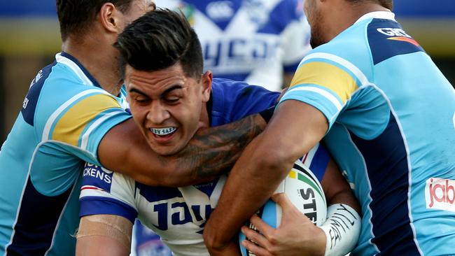 Tim Lafai during his Canterbury days. Lafai will join the Bulldogs for the rest of 2020 after being released by St George Illawarra. Picture: Gregg Porteous