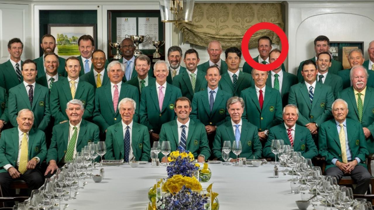 Phil Mickelson at the Masters champions dinner.