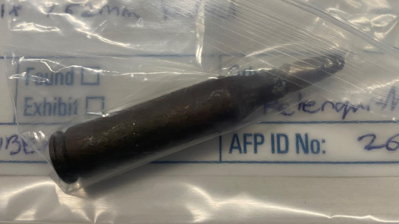 A range of items have been seized by AFP officers from luggage at Adelaide Airport, such as this bullet.