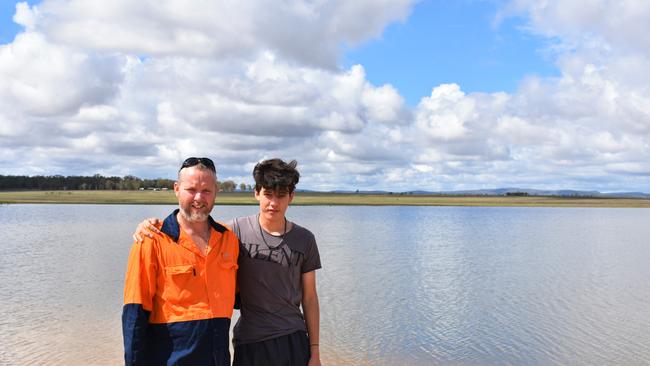 RISING TIDES: Adam and Roman Bennett eager to see the impact of the rain on Leslie Dam.