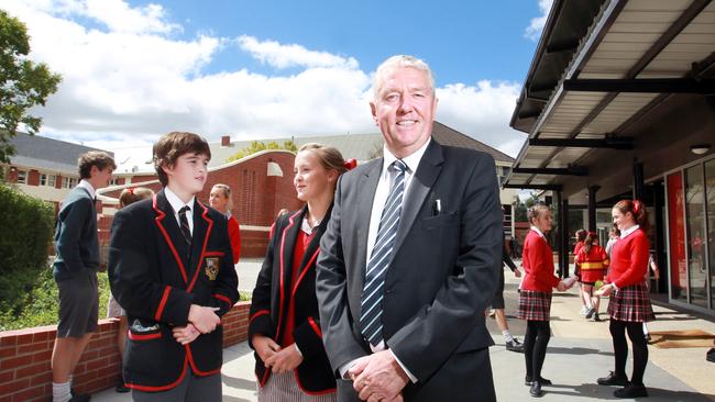 File picture of Ballarat Clarendon principal David Shepherd with students. The School has for many years been using test results to better target its teaching.