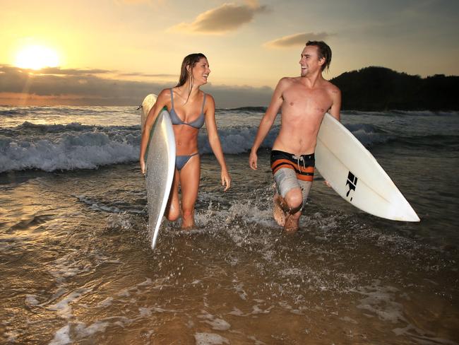 Wyatt Cullum and girlfriend Jenna Hitch at Warriewood. Picture Stephen Cooper