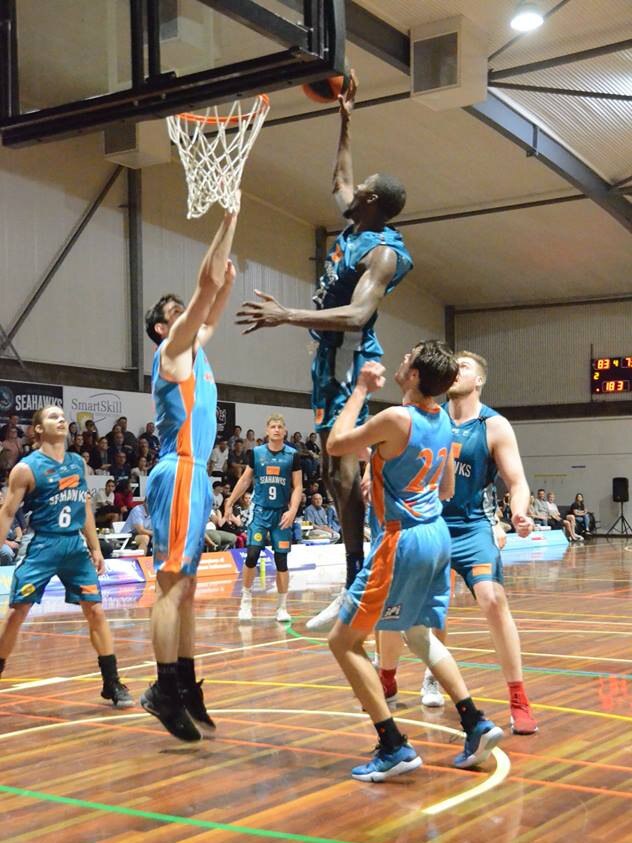 Quinton Campbell takes flight for the North Gold Coast Seahawks. Picture: Fan Fair