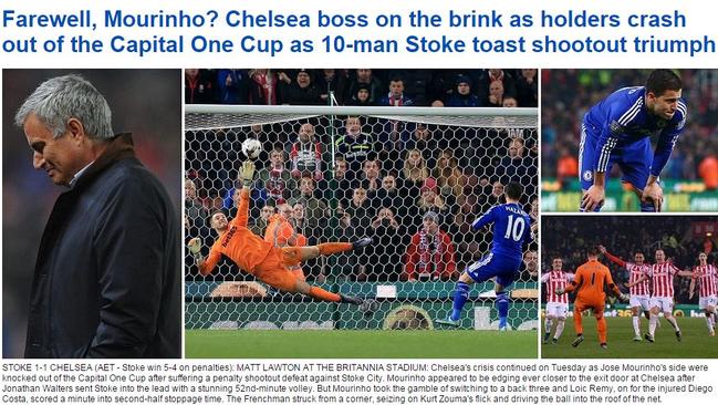 The Daily Mail suggests time is running out for Jose Mourinho to turn Chelsea’s season around.