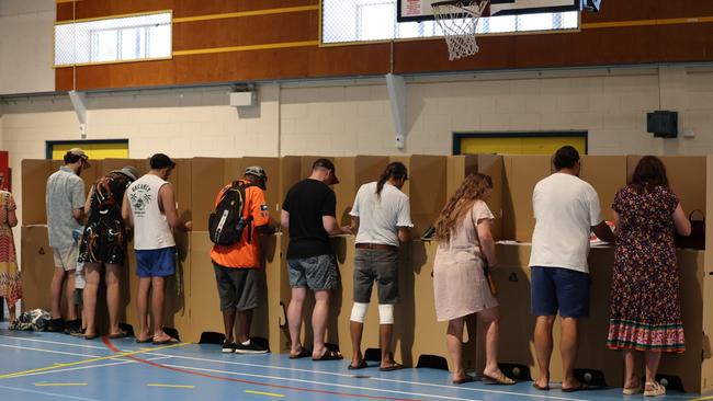Territorians cast their vote at the Nightcliff polling booth on May 3, 2025. Picture: Pema Tamang Pakhrin